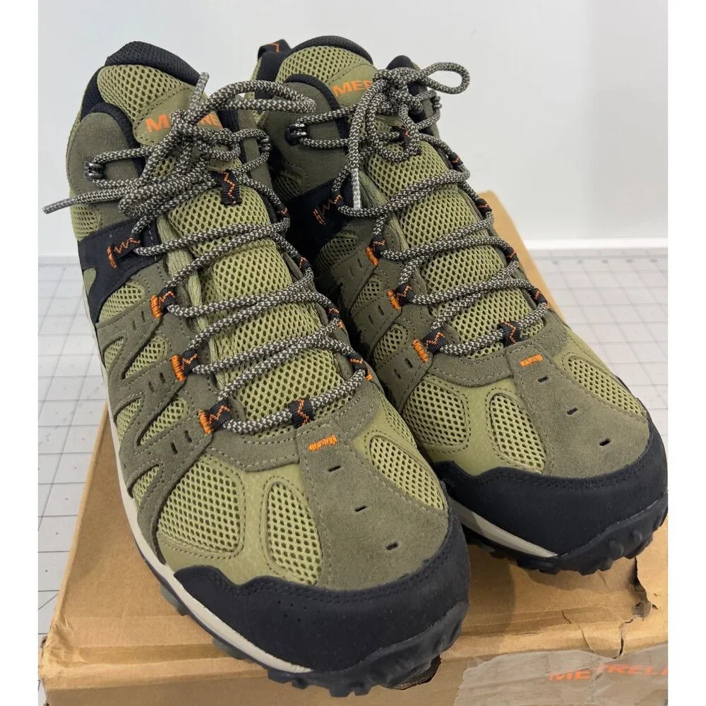 Merrell Men's Accentor 3 Waterproof Mid Hiking Boots Olive Sz. 10 W(EE) New - Picture 2 of 8
